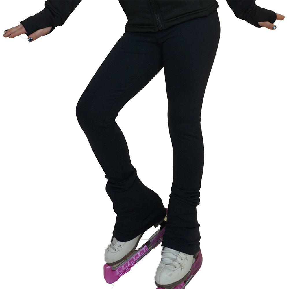 Polartec Ice Figure Skating Pants for girls fleece ice skating leggings for women with Rhinestone Crystal DUAL SKATES UGSP39 - Secured ELASTIC cuff