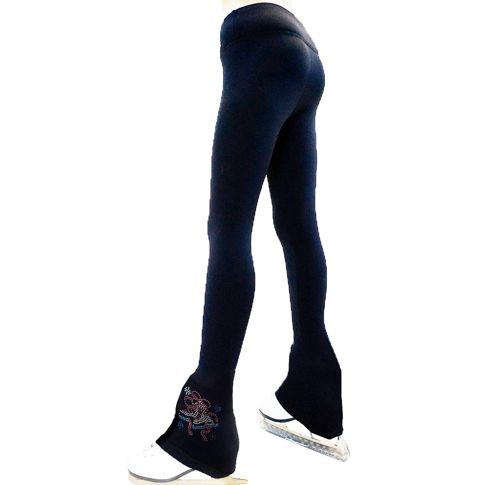 Polartec Ice Figure Skating Pants for girls fleece ice skating leggings for women with Rhinestone Crystal DUAL SKATES UGSP39 - Secured ELASTIC cuff