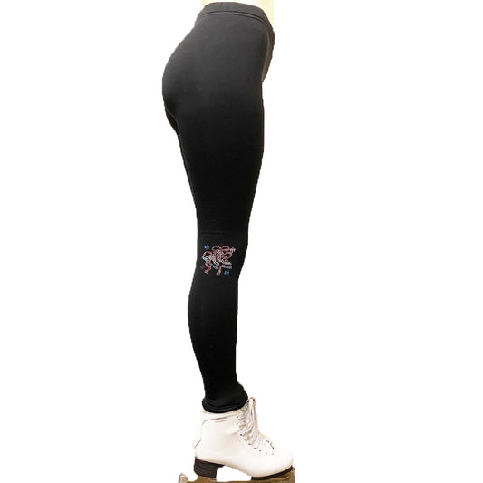 UniqGarb Girls and Women's Fleece Lined Tights Skinny Legs Skating Leggings Polartec USA Uni7 With Rhinestone