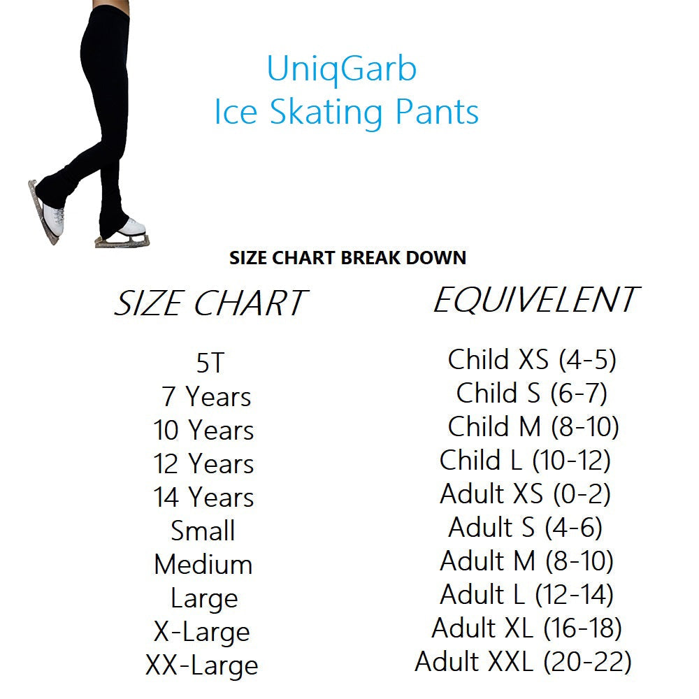 Polartec Ice Figure Skating Pants for girls fleece ice skating leggings for women with Rhinestone Crystal DUAL SKATES UGSP39 - Secured ELASTIC cuff