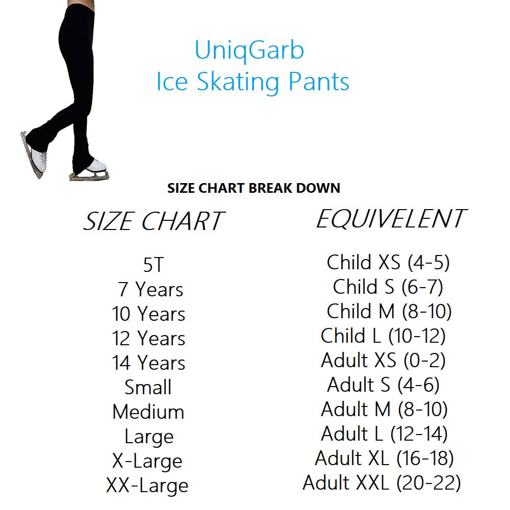 Polartec Ice Figure Skating Pants for girls fleece ice skating leggings for women with Rhinestone Crystal SNOW ANGLE UGSP39 - Secured ELASTIC cuff